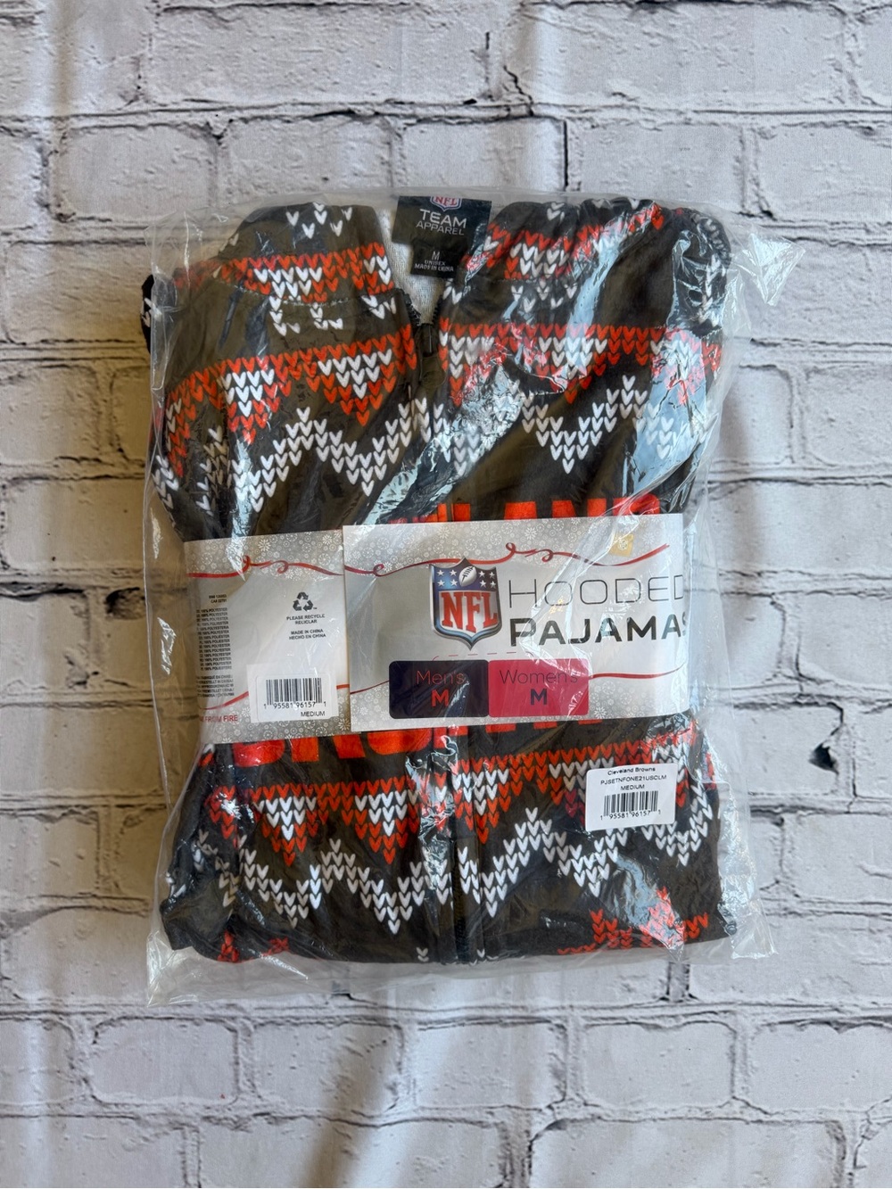 NFL Cleveland Browns Hooded One Piece Pajamas Medium New